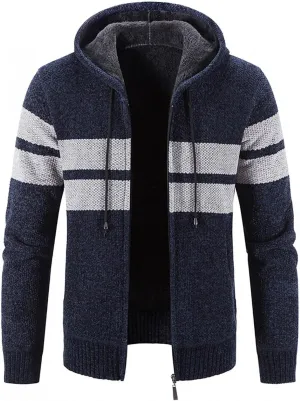 Mens Hoodies,Men's Open Front Cardigan Sweater Full Zip Up Stitching Hooded Cable Knitted Sweatshirts Winter Coats Top