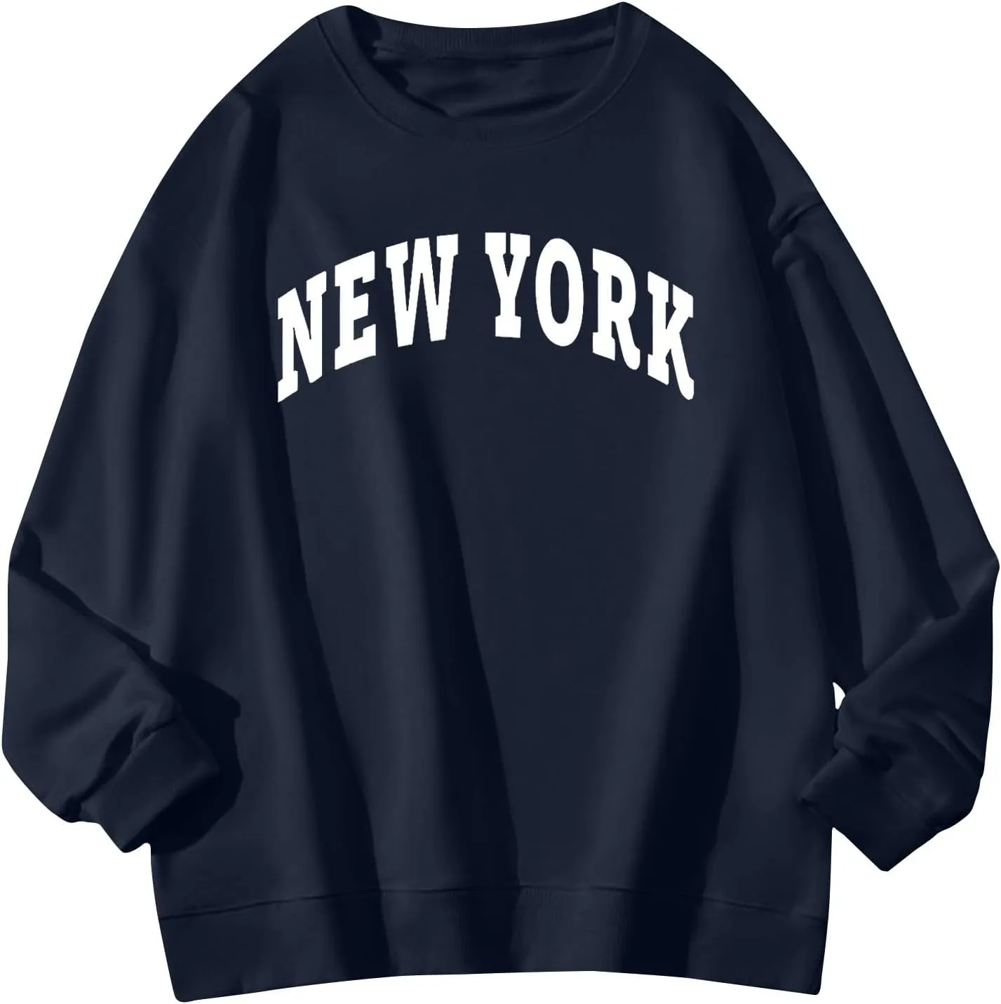 Men's Letter Graphic Print Pullover Crewneck New York Sweatshirt Casual Long Sleeve Tops Oversized Streetwear