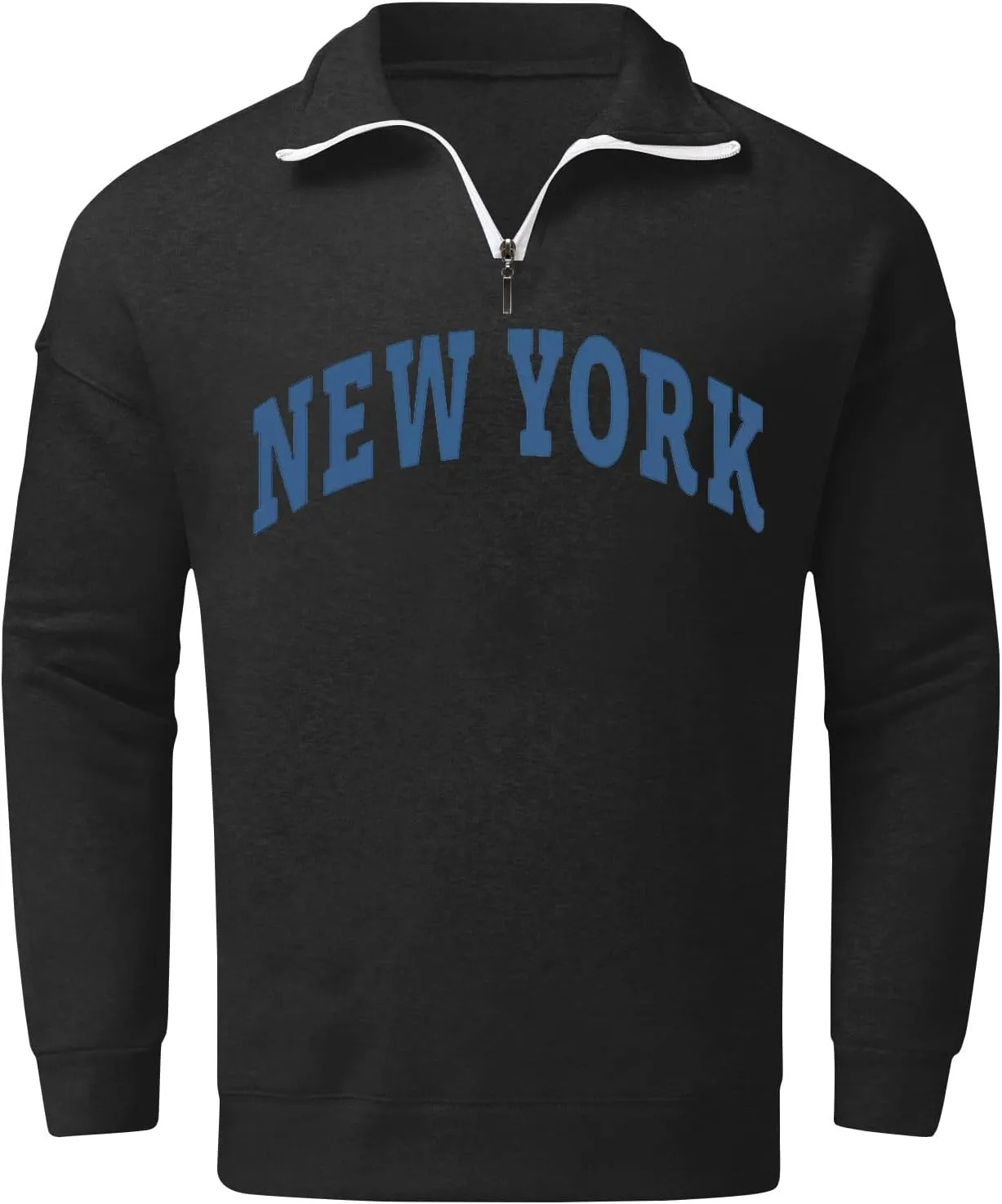 Men's Letter Graphic Print Pullover Crewneck New York Sweatshirt Casual Long Sleeve Tops Oversized Streetwear