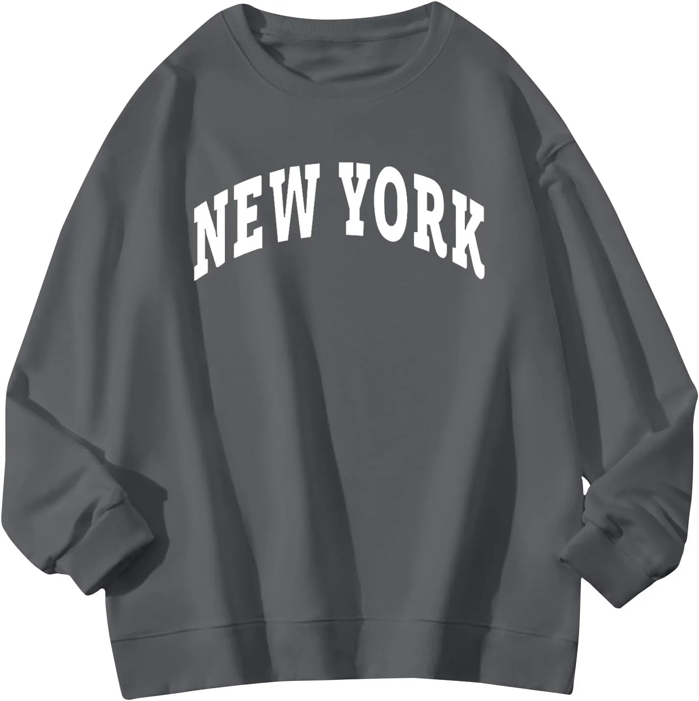 Men's Letter Graphic Print Pullover Crewneck New York Sweatshirt Casual Long Sleeve Tops Oversized Streetwear