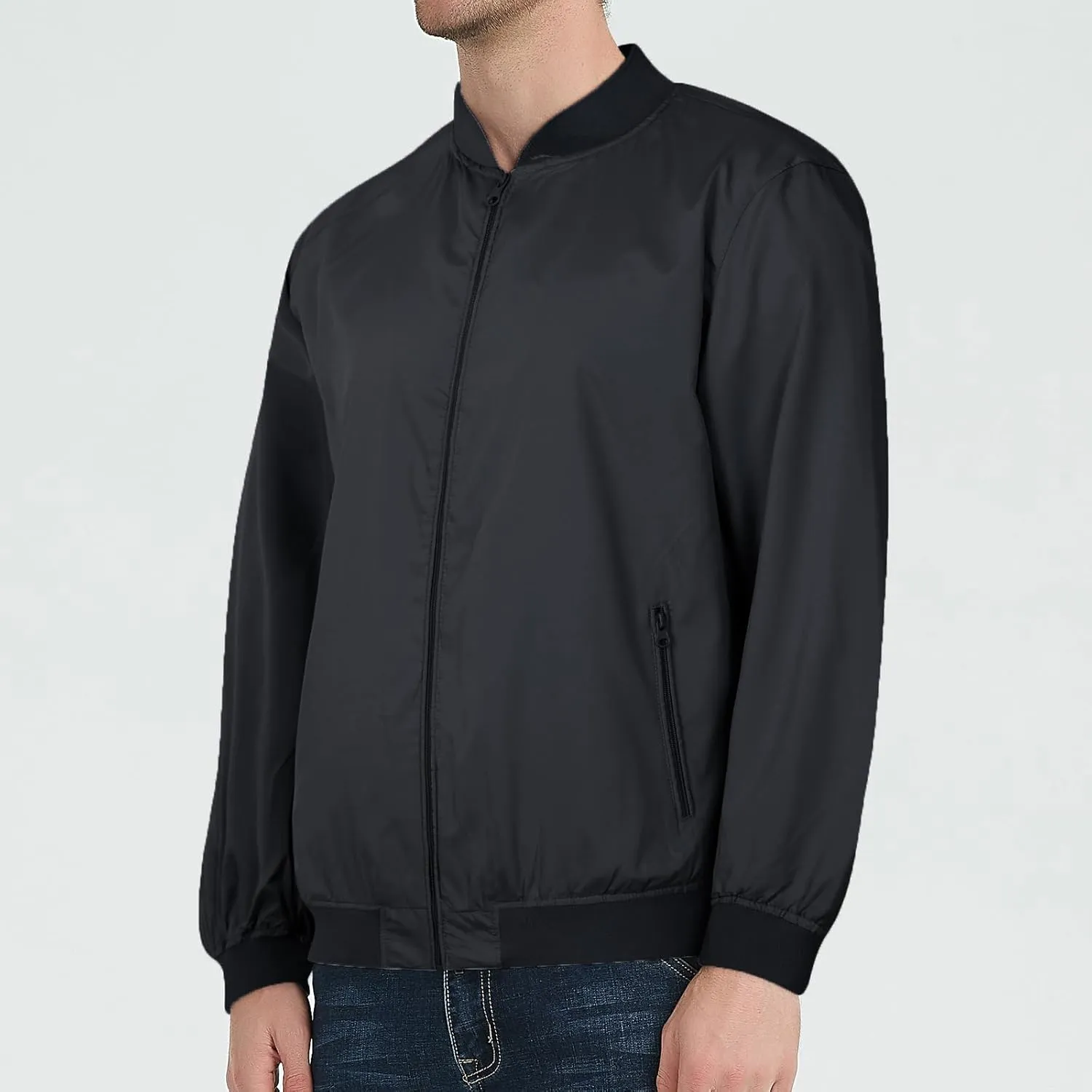 Men's Lightweight Bomber Jacket Spring Fall Causal Fashion Flight Windbreaker Golf Light Jacket Windproof Zip Up Coat