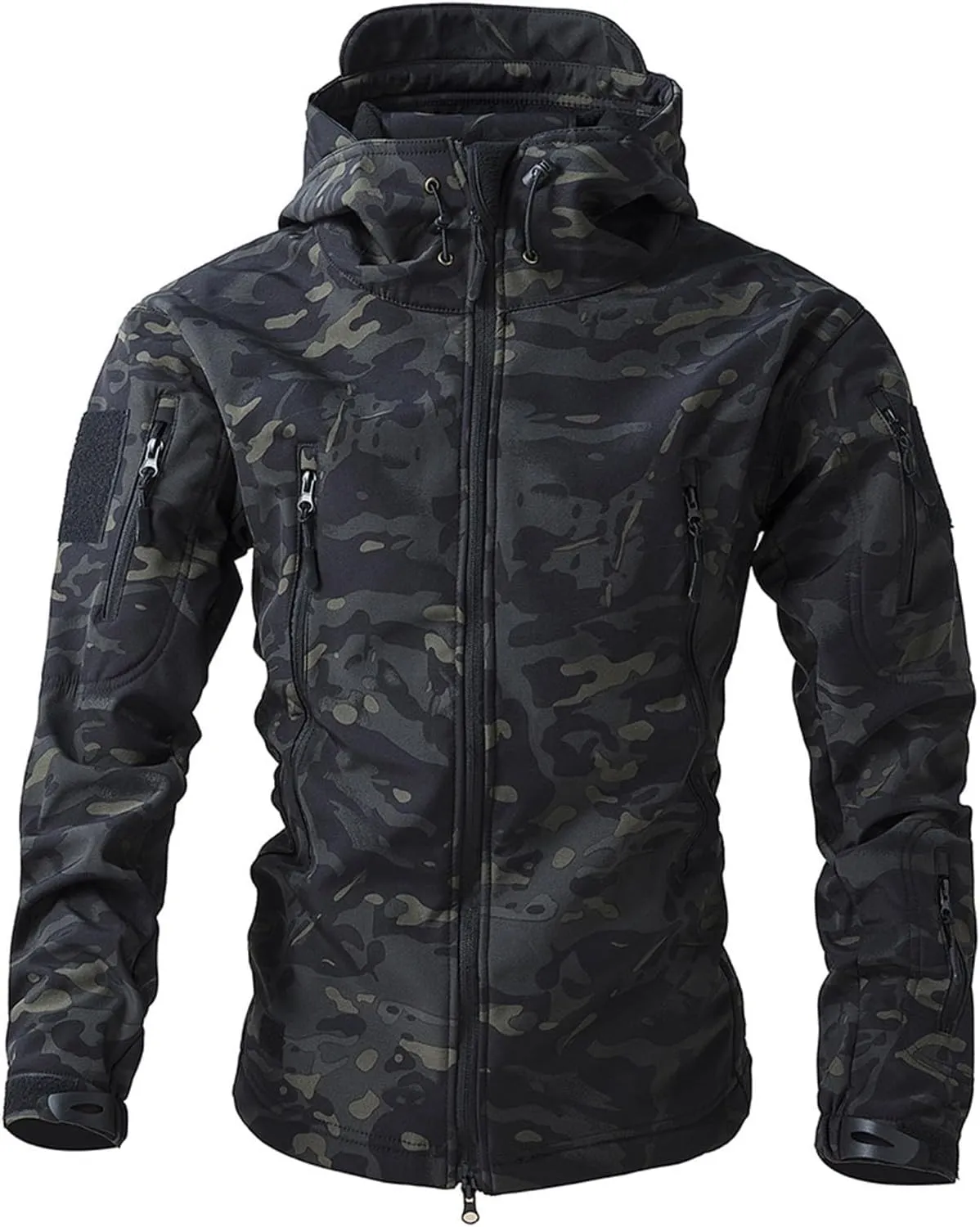 Men's Military Tactical Jackets Camo Hooded Softshell Jacket Outdoor Hunting Hiking Coat Winter Waterproof Windbreaker