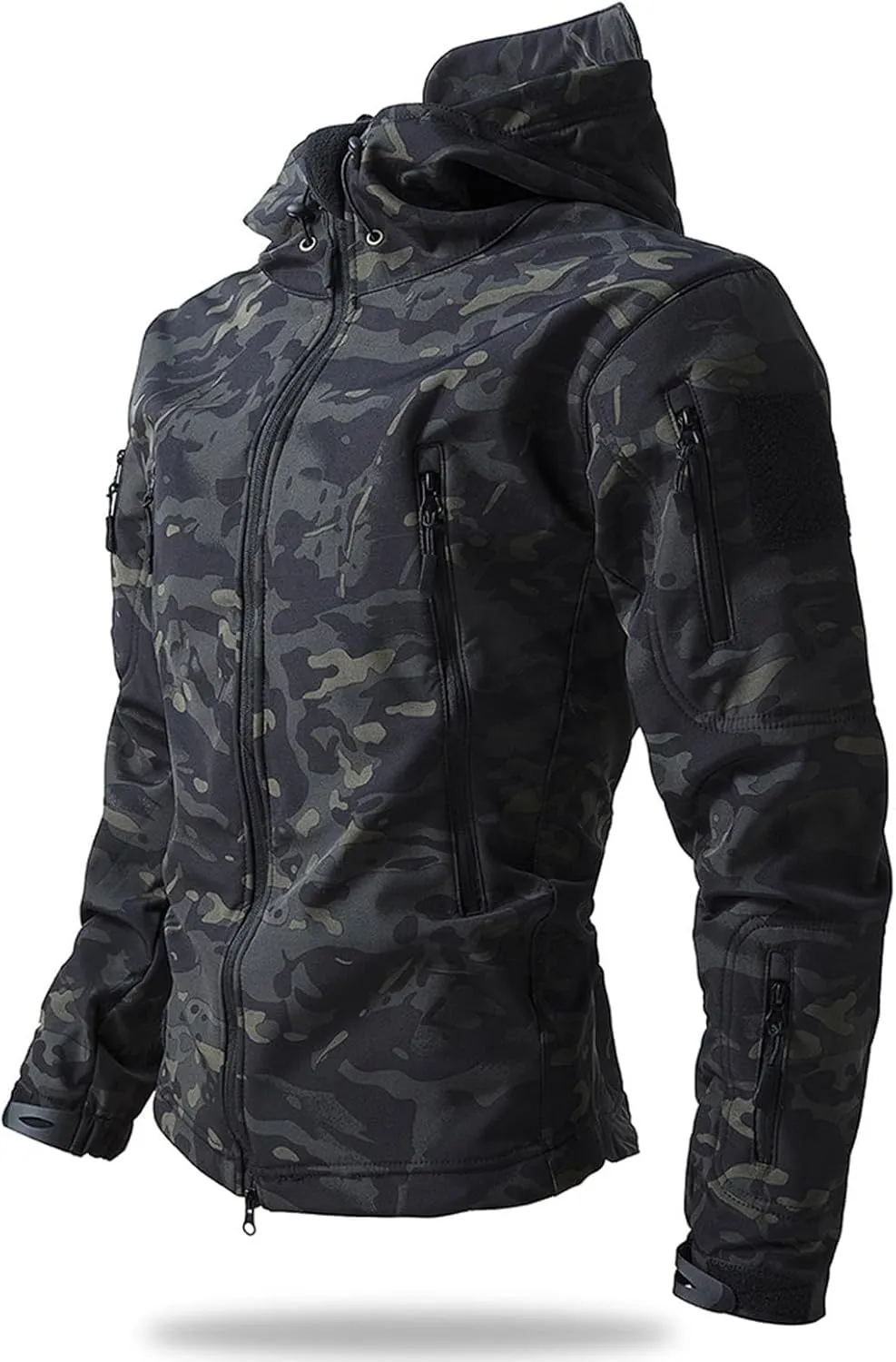 Men's Military Tactical Jackets Camo Hooded Softshell Jacket Outdoor Hunting Hiking Coat Winter Waterproof Windbreaker