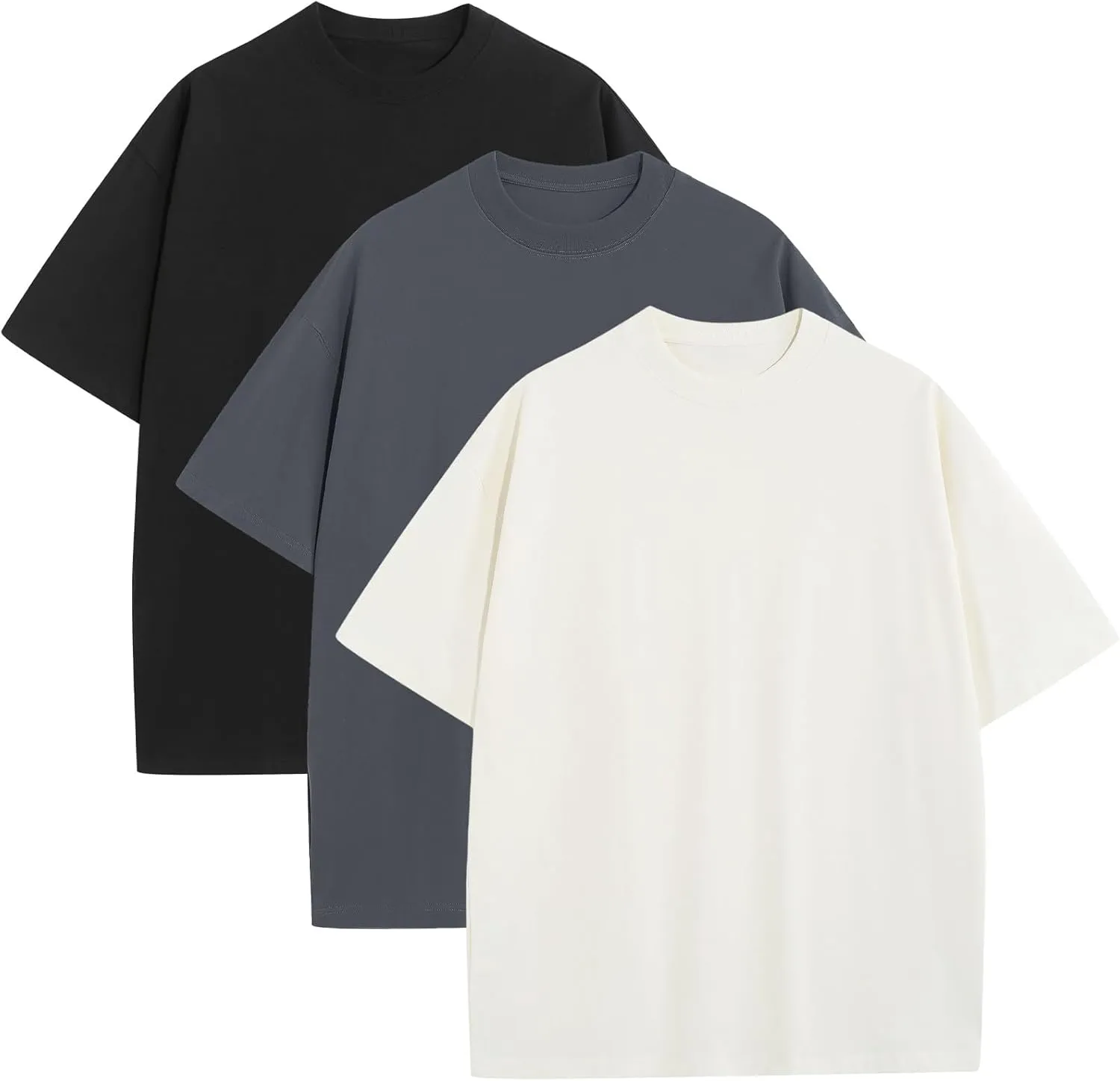 Mens Oversized T-Shirts Fashion Loose Fit Crewneck Tshirt Streetwear Heavyweight Short Sleeve Tee Shirt Gym Workout Tops
