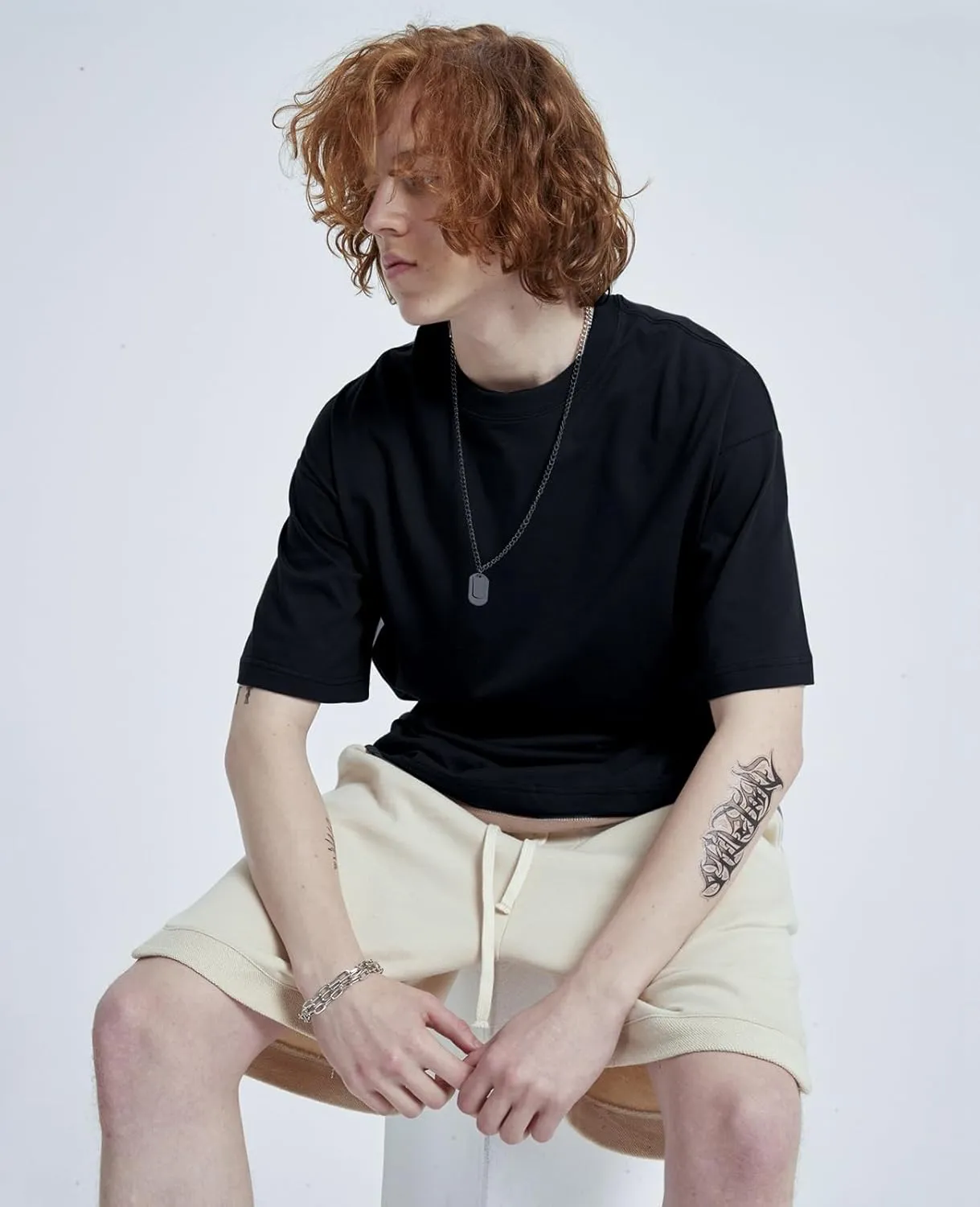 Mens Oversized T-Shirts Fashion Loose Fit Crewneck Tshirt Streetwear Heavyweight Short Sleeve Tee Shirt Gym Workout Tops