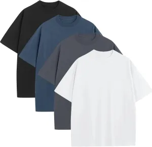 Mens Oversized T-Shirts Fashion Loose Fit Crewneck Tshirt Streetwear Heavyweight Short Sleeve Tee Shirt Gym Workout Tops