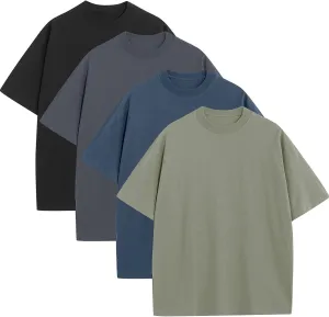 Mens Oversized T-Shirts Fashion Loose Fit Crewneck Tshirt Streetwear Heavyweight Short Sleeve Tee Shirt Gym Workout Tops