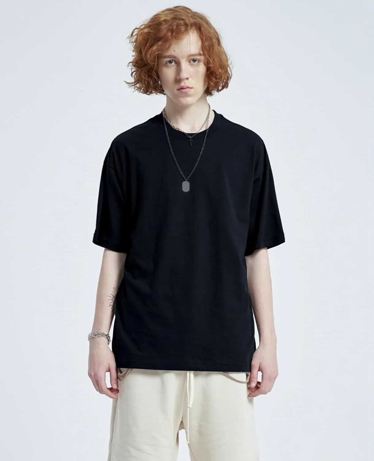 Mens Oversized T-Shirts Fashion Loose Fit Crewneck Tshirt Streetwear Heavyweight Short Sleeve Tee Shirt Gym Workout Tops