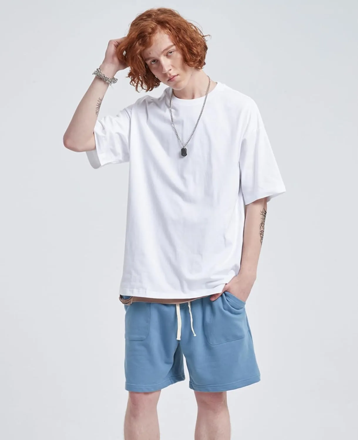 Men's Oversized T-Shirts Heavyweight Cotton Tee Crew Neck Short Sleeve T Shirts Loose Fit Basic Essential Soft Classic Tees