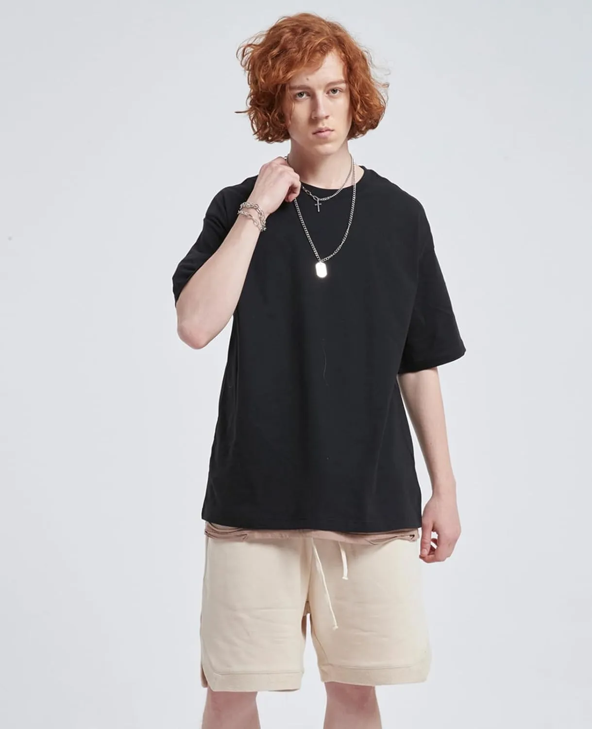 Men's Oversized T-Shirts Heavyweight Cotton Tee Crew Neck Short Sleeve T Shirts Loose Fit Basic Essential Soft Classic Tees