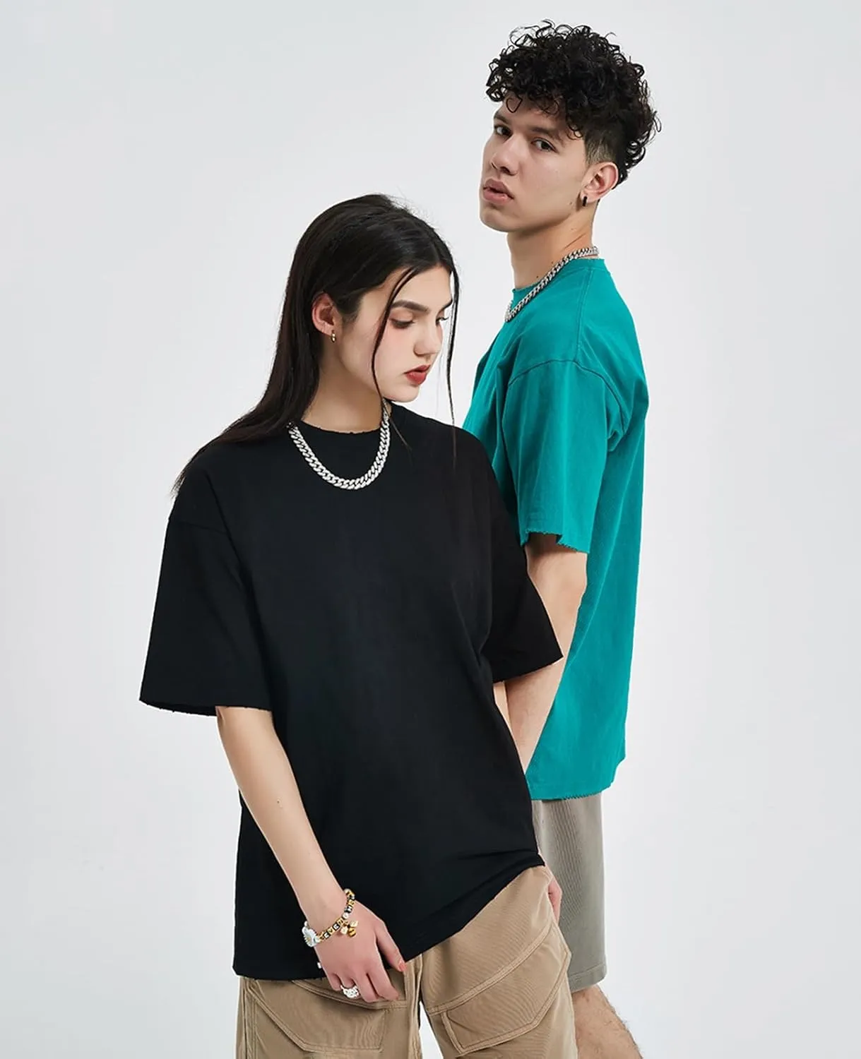 Men's Oversized T-Shirts Heavyweight Cotton Tee Crew Neck Short Sleeve T Shirts Loose Fit Basic Essential Soft Classic Tees