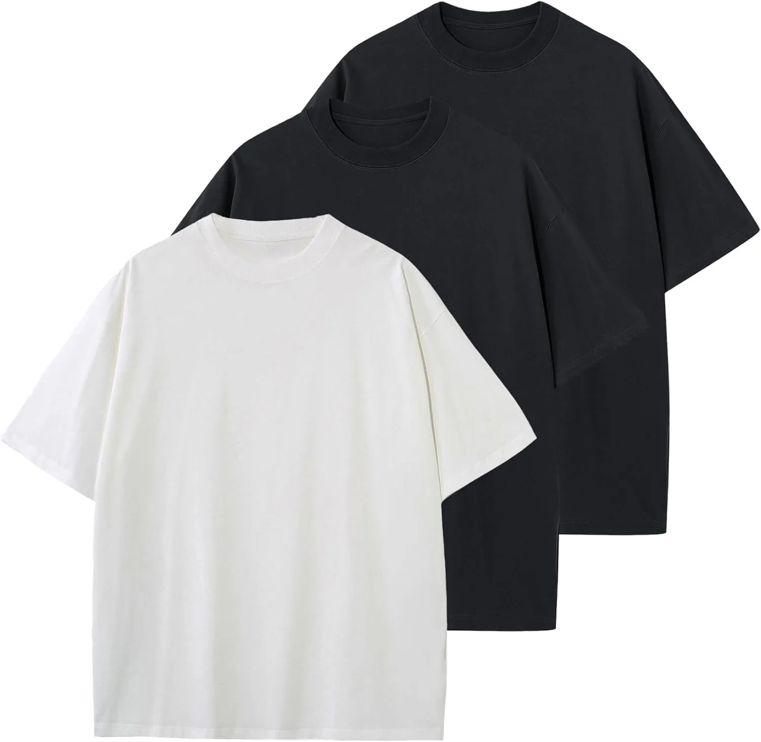 Men's Oversized T-Shirts Heavyweight Cotton Tee Crew Neck Short Sleeve T Shirts Loose Fit Basic Essential Soft Classic Tees