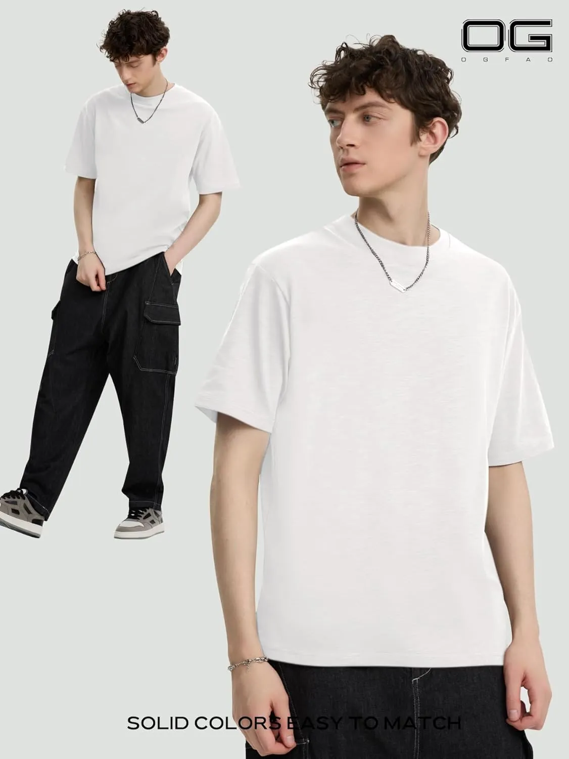Mens Oversized T-Shirts Unisex Loose Crewneck Tshirt Streetwear Heavyweight Short Sleeve Tee Shirt