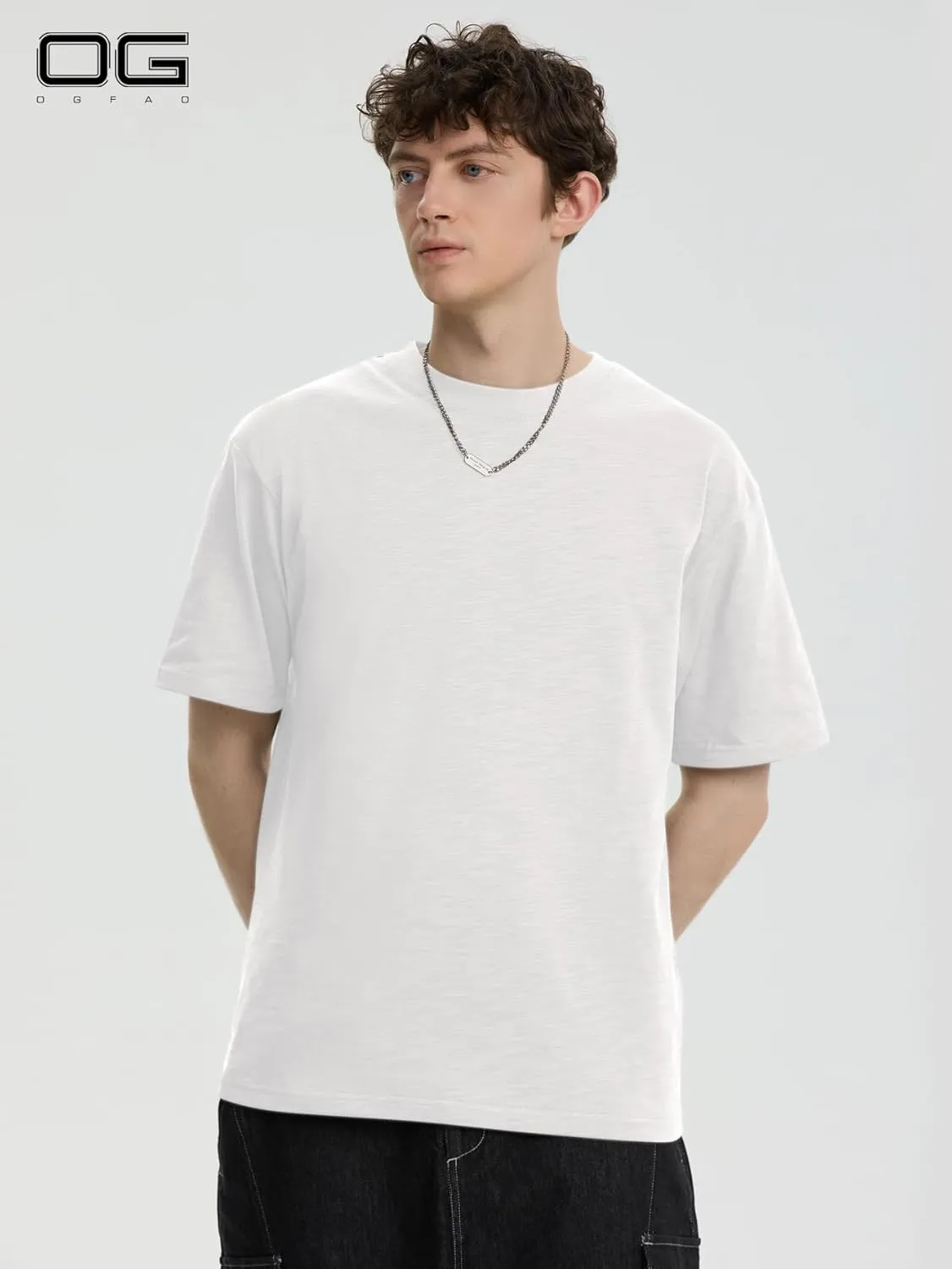 Mens Oversized T-Shirts Unisex Loose Crewneck Tshirt Streetwear Heavyweight Short Sleeve Tee Shirt