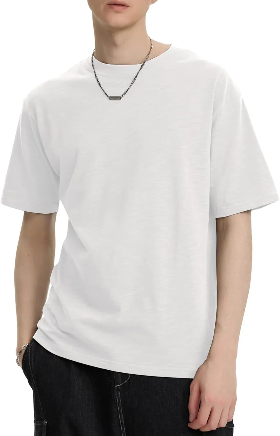 Mens Oversized T-Shirts Unisex Loose Crewneck Tshirt Streetwear Heavyweight Short Sleeve Tee Shirt