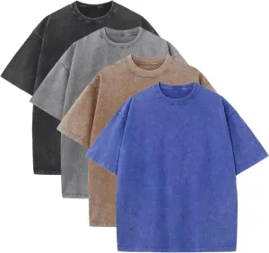 Men's Oversized T-Shirts Unisex Vintage Tees Acid Wash Cotton Tshirt Short Sleeve Casual Shirt