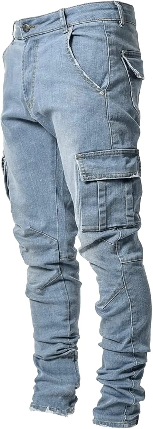 Men's Relaxed Fit Jeans Slim Fit Casual Tapered Jeans Straight Leg Tapered Leg Jeans Stretch Denim Pants