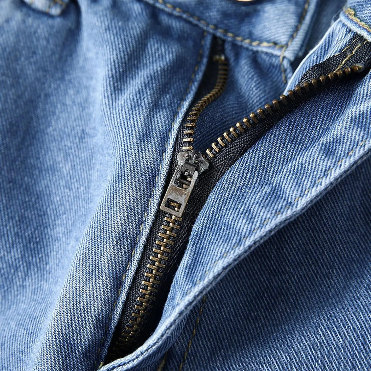 Men's Relaxed Fit Tapered Jeans Stackable Straight Leg Jeans Distressed Destroyed Regular Straight Leg Denim Pants