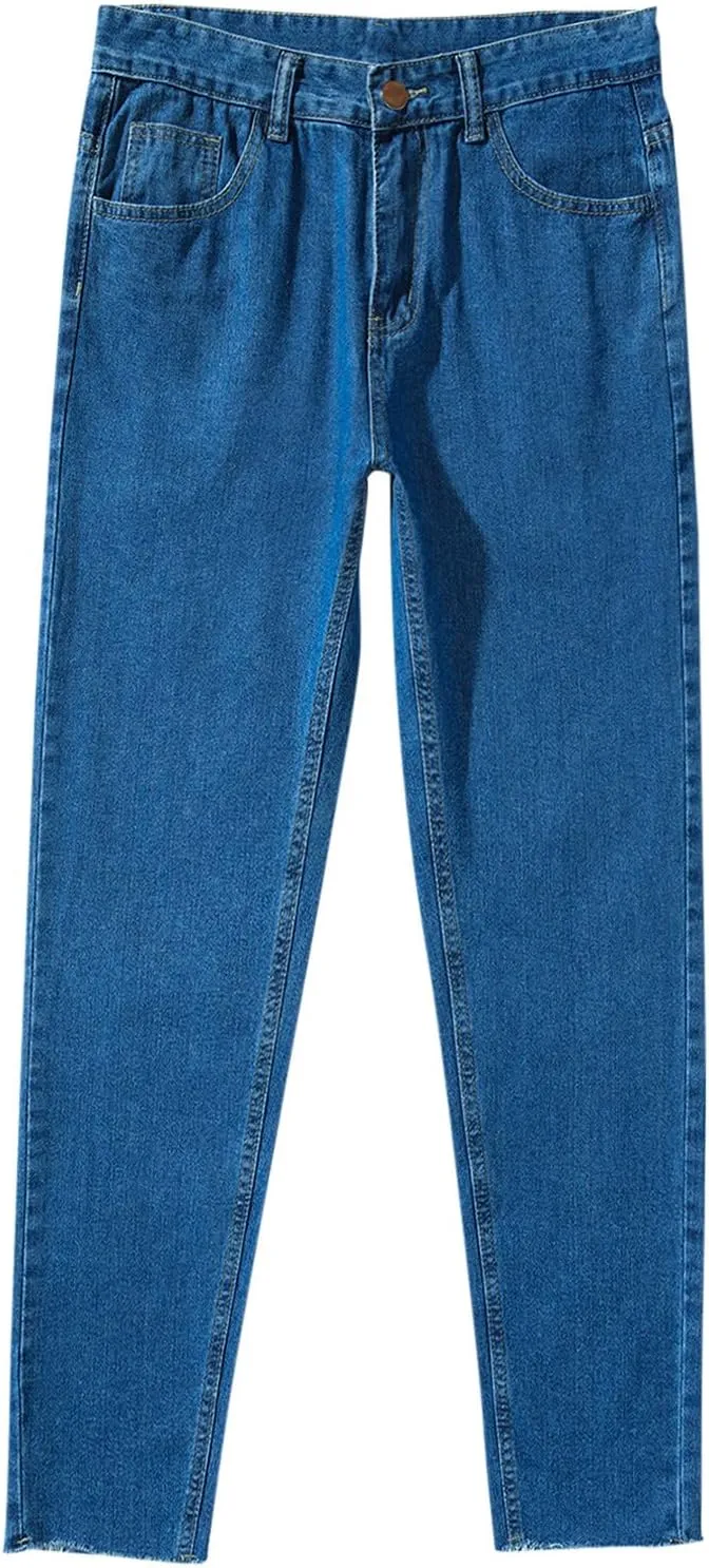 Men's Relaxed Fit Tapered Jeans Stackable Straight Leg Jeans Distressed Destroyed Regular Straight Leg Denim Pants