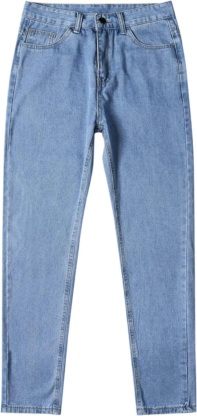 Men's Relaxed Fit Tapered Jeans Stackable Straight Leg Jeans Distressed Destroyed Regular Straight Leg Denim Pants
