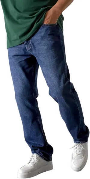 Men's Relaxed Fit Tapered Jeans Stackable Straight Leg Jeans Distressed Destroyed Regular Straight Leg Denim Pants