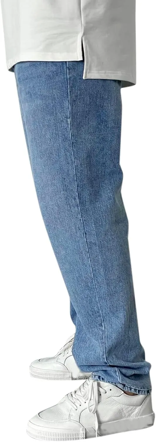 Men's Relaxed Fit Tapered Jeans Stackable Straight Leg Jeans Distressed Destroyed Regular Straight Leg Denim Pants