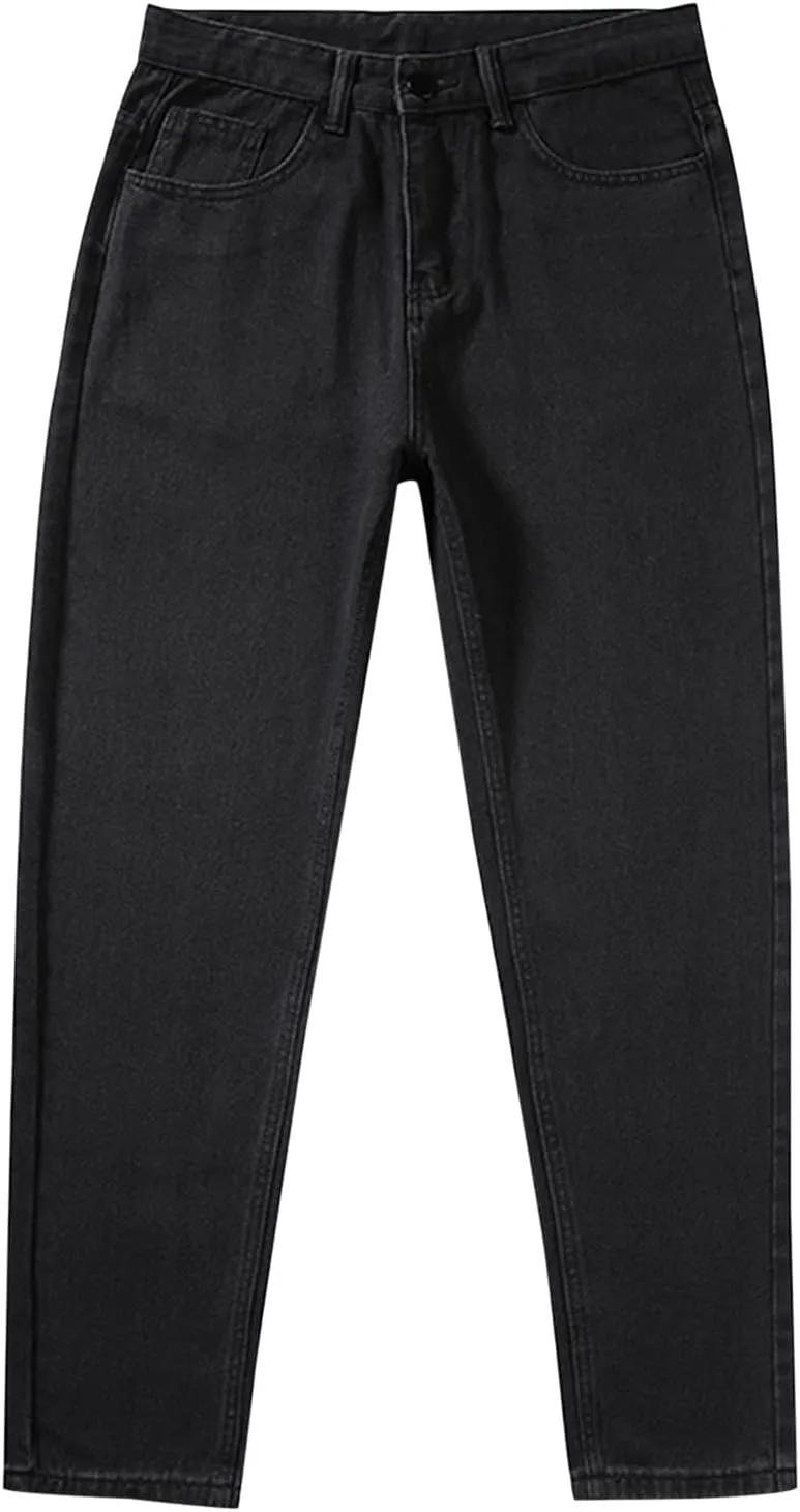 Men's Relaxed Fit Tapered Jeans Stackable Straight Leg Jeans Distressed Destroyed Regular Straight Leg Denim Pants