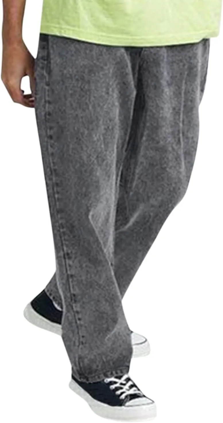 Men's Relaxed Fit Tapered Jeans Stackable Straight Leg Jeans Distressed Destroyed Regular Straight Leg Denim Pants