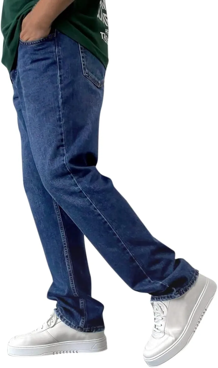 Men's Relaxed Fit Tapered Jeans Stackable Straight Leg Jeans Distressed Destroyed Regular Straight Leg Denim Pants