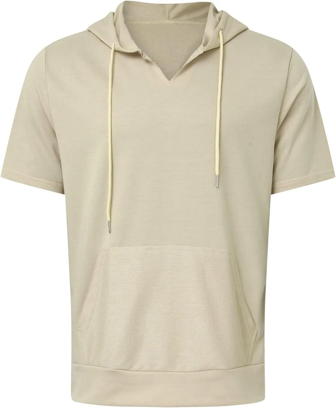 Men's Short Sleeve Hoodies T-Shirt Athletic Workout Muscle Tops Hip Hop Street Hooded Shirts Summer Solid Color Tees