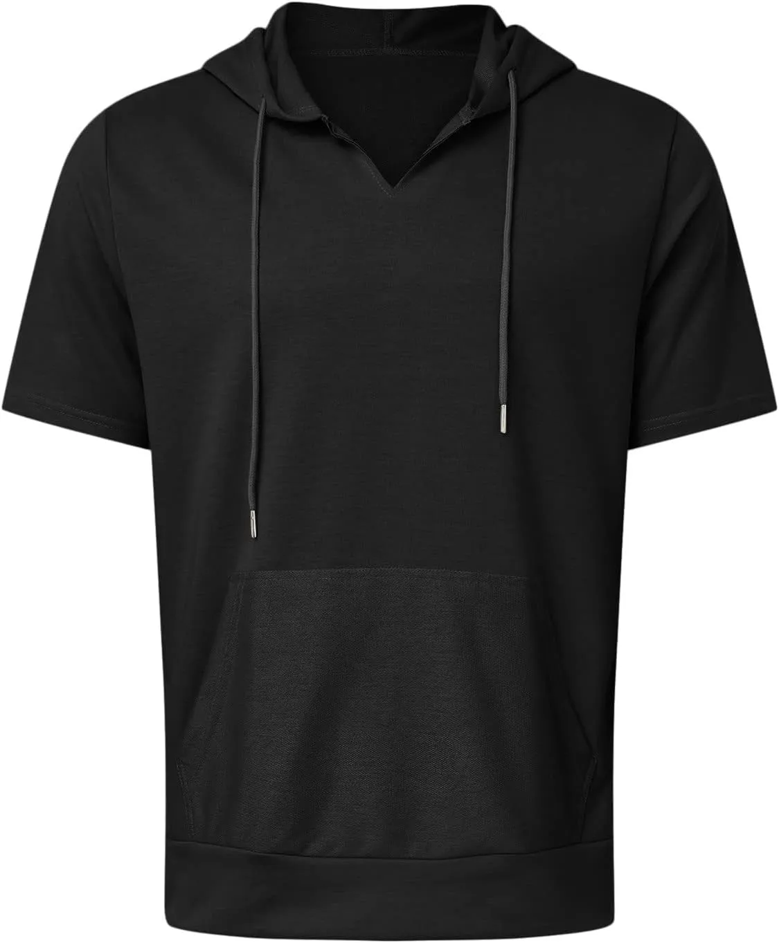 Men's Short Sleeve Hoodies T-Shirt Athletic Workout Muscle Tops Hip Hop Street Hooded Shirts Summer Solid Color Tees