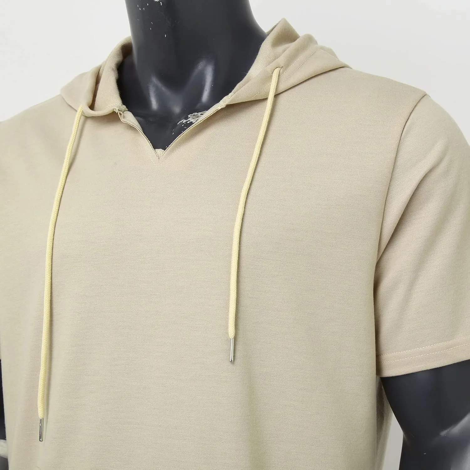 Men's Short Sleeve Hoodies T-Shirt Athletic Workout Muscle Tops Hip Hop Street Hooded Shirts Summer Solid Color Tees