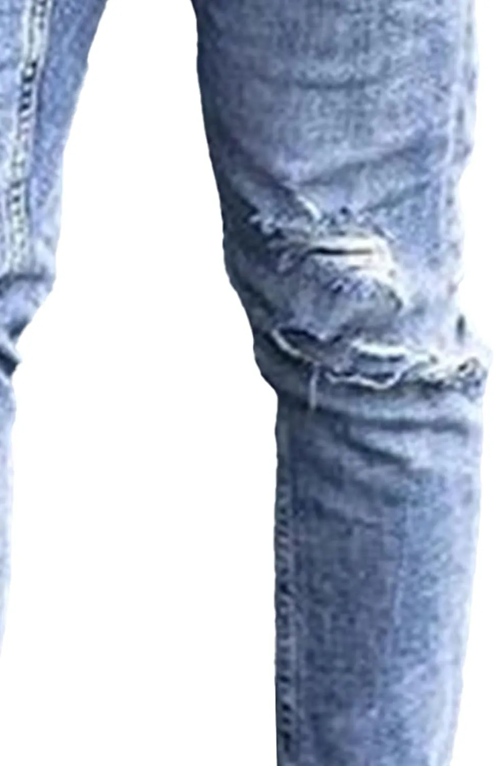Men's Skinny Ripped Casual Tapered Jeans Destroyed Comfort Streetwear Denim Pants Slim Fit Washed Jeans Trouser