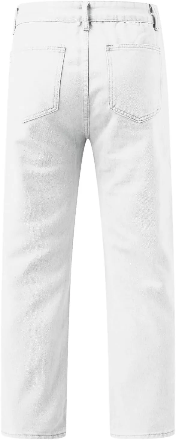 Mens Stretch Jeans Relaxed Fit Work Jeans Comfortable Stretch Denim Tactical Jeans Medium Wash Bottom Jeans