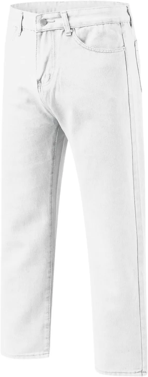 Mens Stretch Jeans Relaxed Fit Work Jeans Comfortable Stretch Denim Tactical Jeans Medium Wash Bottom Jeans