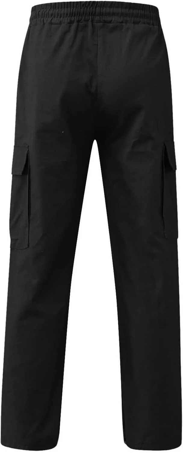 Mens Summer Lightweight Cargo Pants Elastic Waist Drawstring Joggers Hiking Pants Hiking Outdoor Trousers