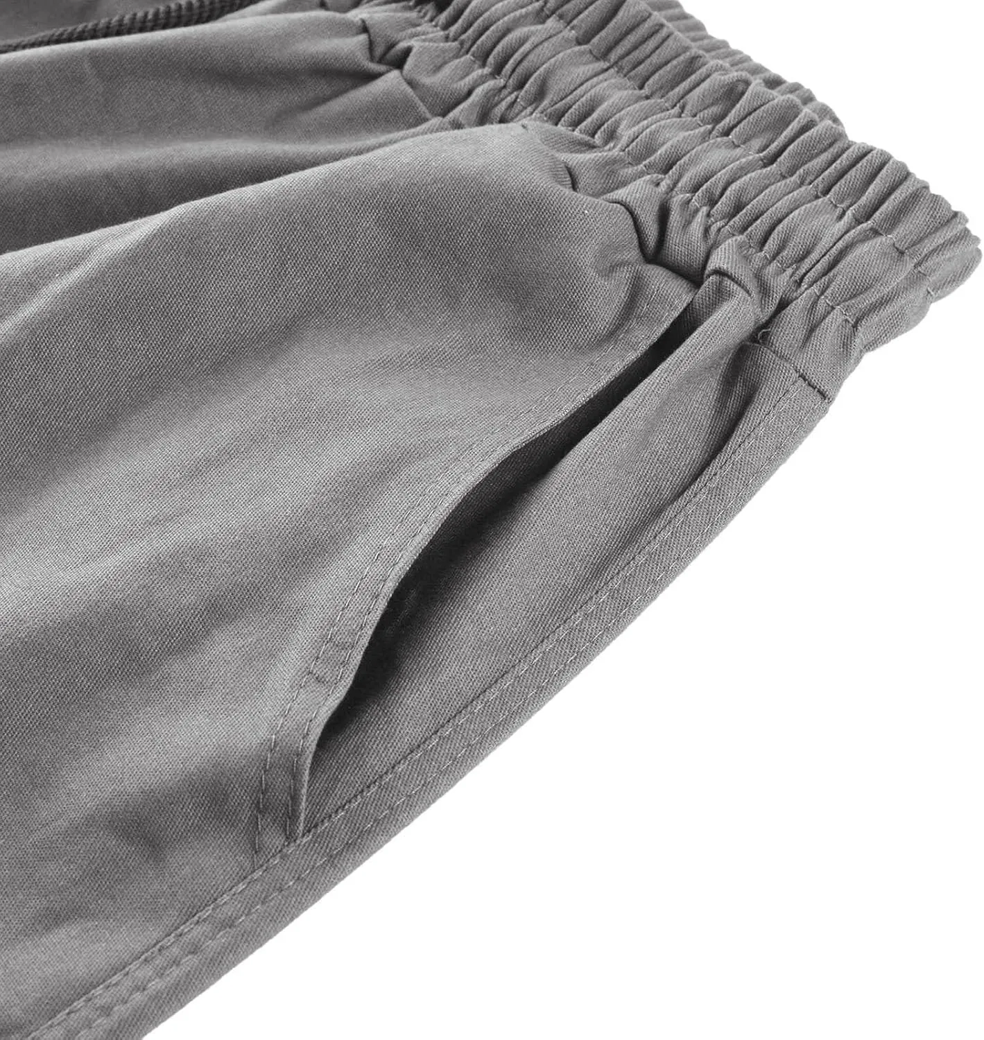 Mens Summer Lightweight Cargo Pants Elastic Waist Drawstring Joggers Hiking Pants Hiking Outdoor Trousers