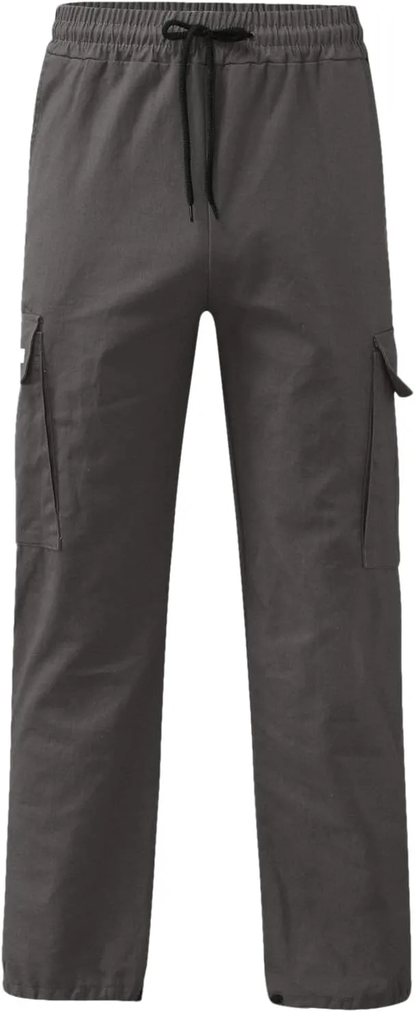 Mens Summer Lightweight Cargo Pants Elastic Waist Drawstring Joggers Hiking Pants Hiking Outdoor Trousers