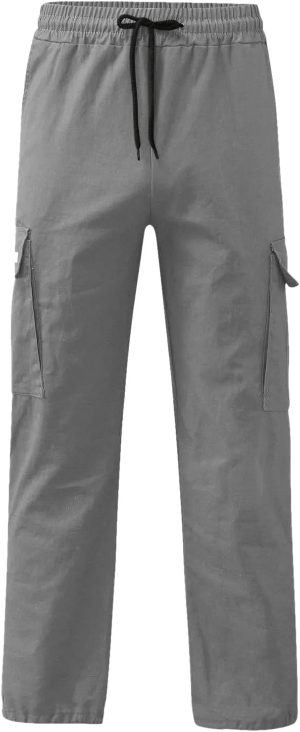 Mens Summer Lightweight Cargo Pants Elastic Waist Drawstring Joggers Hiking Pants Hiking Outdoor Trousers