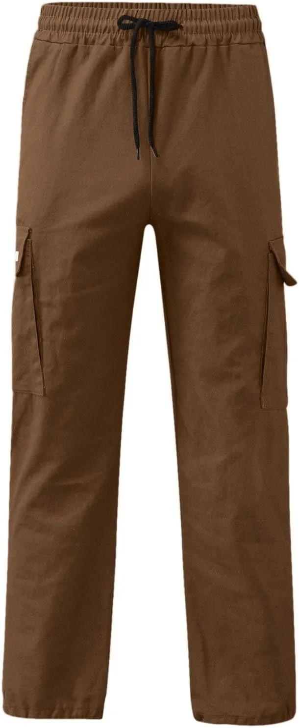 Mens Summer Lightweight Cargo Pants Elastic Waist Drawstring Joggers Hiking Pants Hiking Outdoor Trousers