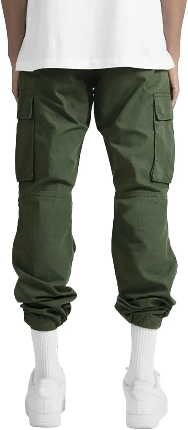 Mens Summer Lightweight Cargo Pants Elastic Waist Drawstring Joggers Hiking Pants Hiking Outdoor Trousers