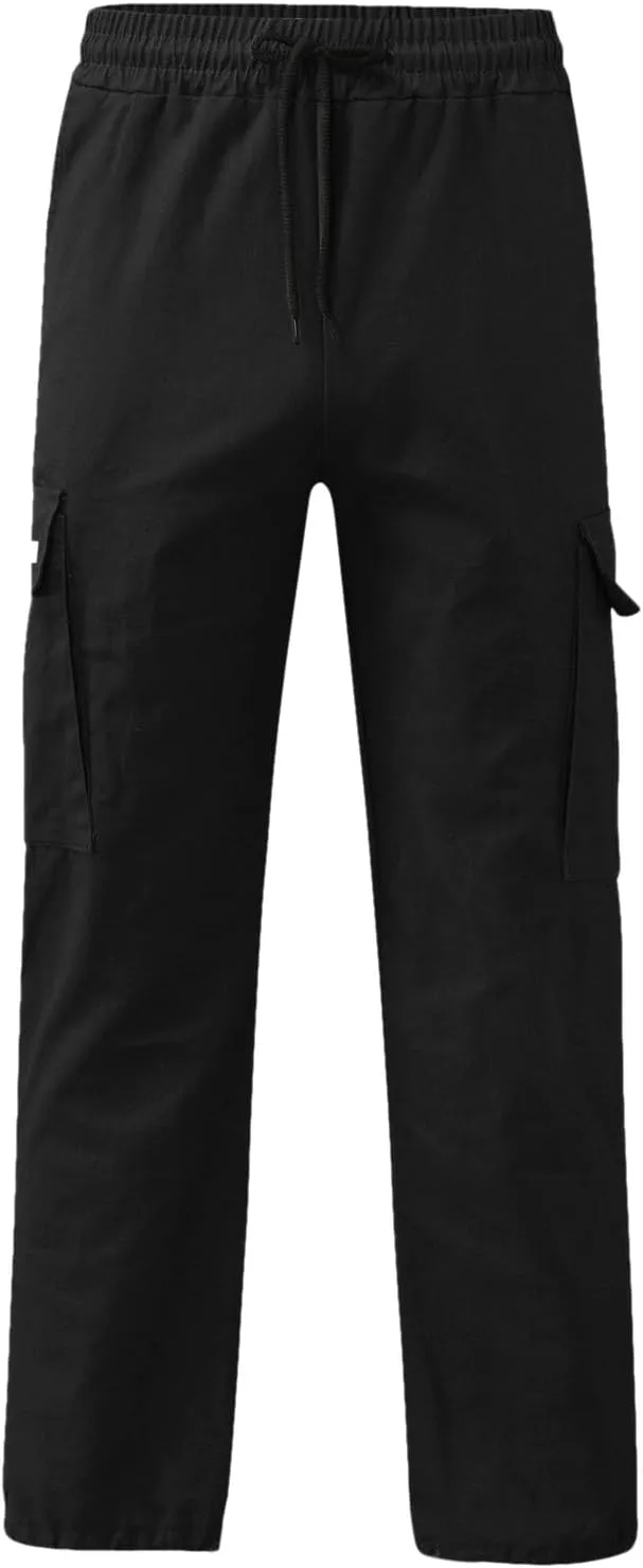 Mens Summer Lightweight Cargo Pants Elastic Waist Drawstring Joggers Hiking Pants Hiking Outdoor Trousers