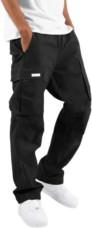 Mens Summer Lightweight Cargo Pants Elastic Waist Drawstring Joggers Hiking Pants Hiking Outdoor Trousers