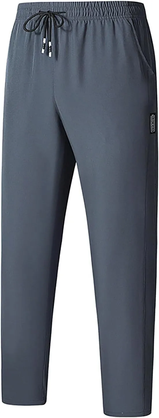 Men's Sweatpants Athletic Lightweight Joggers Drawstring Elastic Waistband Pants Gym Straight Fit Lounge Wear