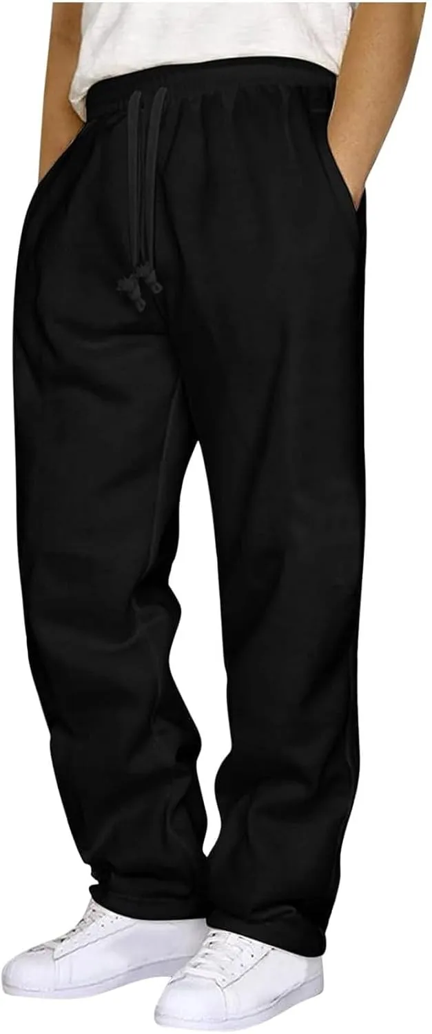 Men's Sweatpants Drawstring Joggers with Pockets Gym Trousers Baggy Lounge Pant Lightweight Sweatpants for Men