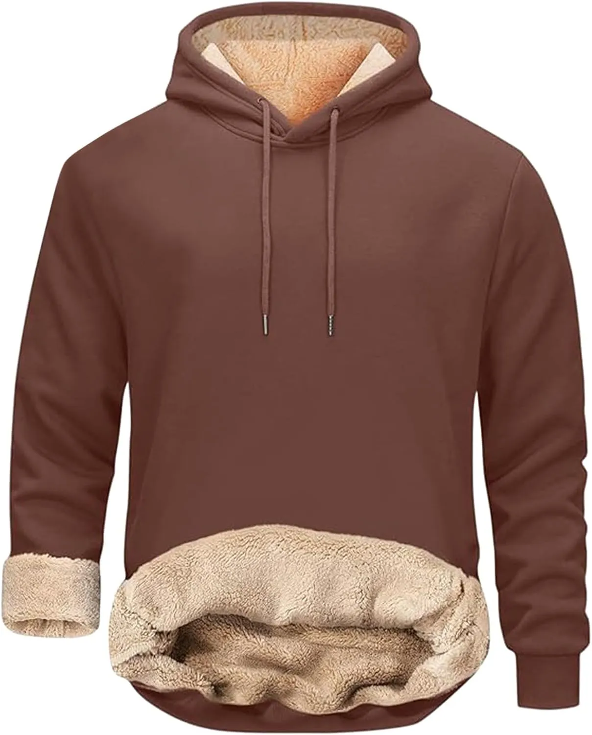 Mens Sweatsuit Sherpa Lined 2 Piece Sweatshirts Set Hooded Pullovers Fleece Sweatpants Winter Warm Thermal Tracksuits