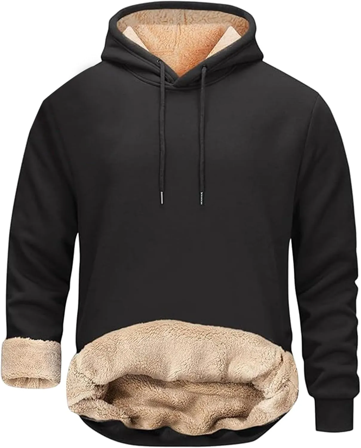 Mens Sweatsuit Sherpa Lined 2 Piece Sweatshirts Set Hooded Pullovers Fleece Sweatpants Winter Warm Thermal Tracksuits
