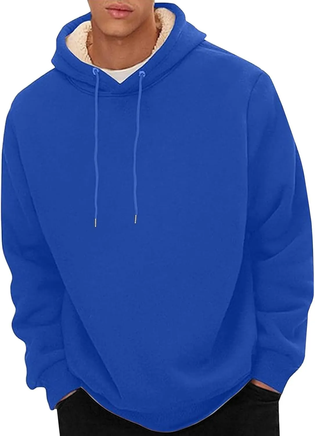 Mens Sweatsuit Sherpa Lined 2 Piece Sweatshirts Set Hooded Pullovers Fleece Sweatpants Winter Warm Thermal Tracksuits