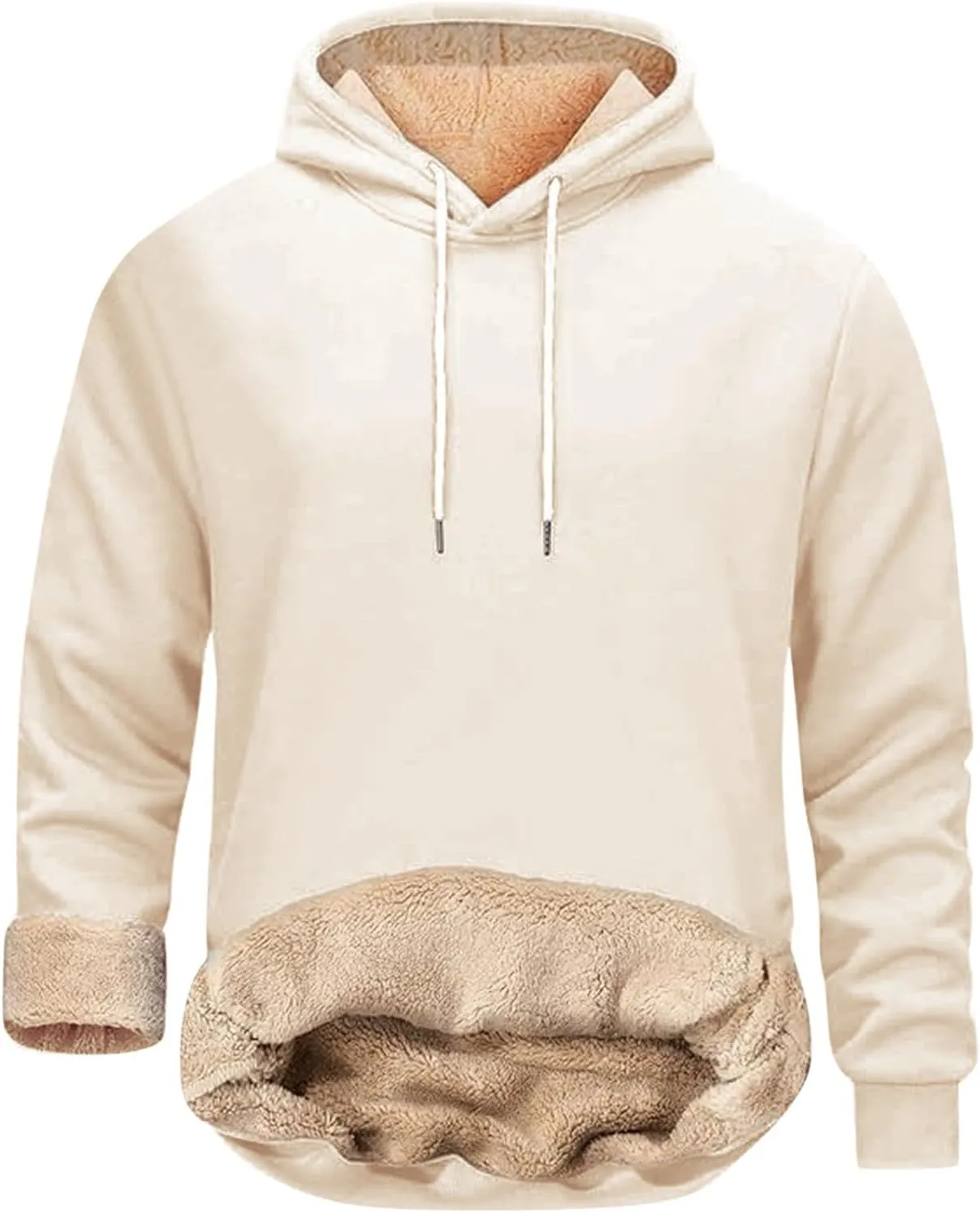 Mens Sweatsuit Sherpa Lined 2 Piece Sweatshirts Set Hooded Pullovers Fleece Sweatpants Winter Warm Thermal Tracksuits