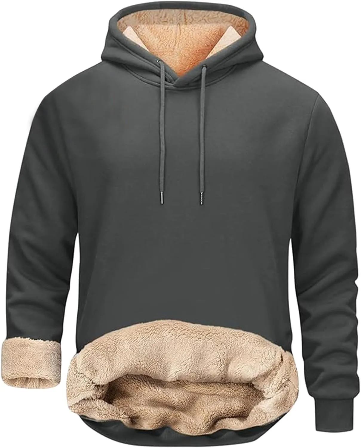 Mens Sweatsuit Sherpa Lined 2 Piece Sweatshirts Set Hooded Pullovers Fleece Sweatpants Winter Warm Thermal Tracksuits